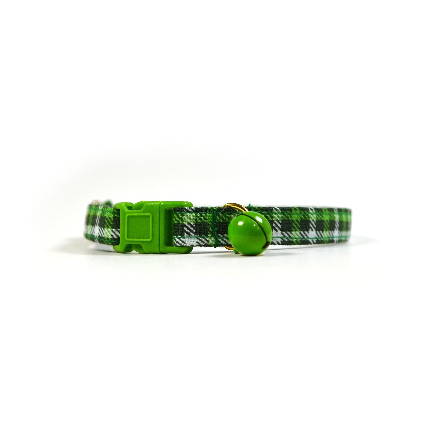 Stylish Green Plaid Cat Bow Tie with Collar for St Patricks DayIrish Events - Breakaway Buckle Bell Included