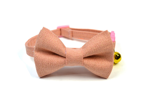 Rose Gold Metallic Cat Bow tie, Collar and Pet Tag/Break away Buckle/Quick Release Buckle/Pet lover/Gift