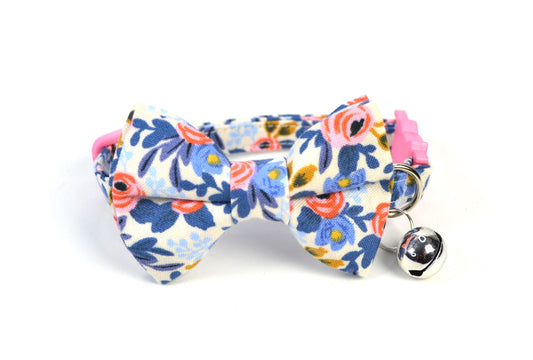 Rosa in Periwinkle Cat Bow tie, Collar and Pet Tag/Break away Buckle/Quick Release Buckle/Pet lover
